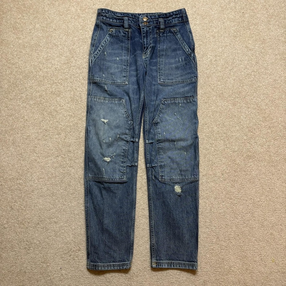 Pilcro The Wanderer Jeans SZ 26 28x28 Blue Double Knee Straight Anthropologie
